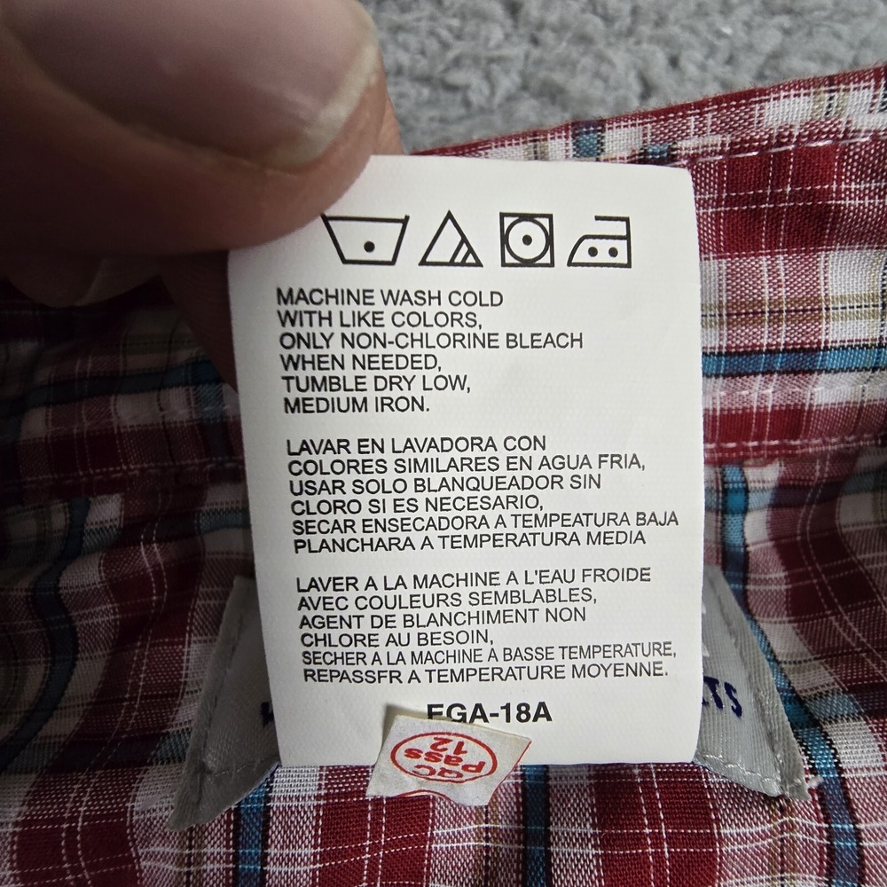 Wrangler Wrancher Western Shirt Mens 3XL Red Plaid Pearl Snap Casual‎ Cowboy - Picture 5 of 9